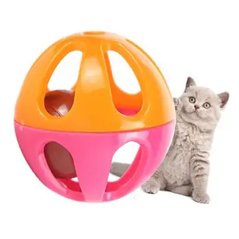 10 шт. Забавная игрушка для упражнений с домашними животными Кошка Котенок Полый Пластиковый мяч Колокольчик Интерактивный Изображение