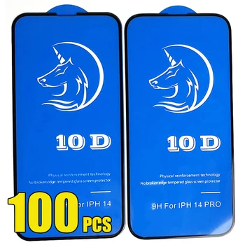 100шт 10D Лошадь Закаленное Стекло Полное Клеевое Покрытие Защитная Пленка Для Экрана Для iPhone 14 Pro Max 13 Mini 12 11 XS XR X 8 7 6 Plus SE Изображение