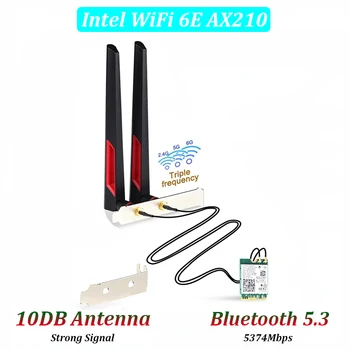 10dBi Антенна M.2 Настольный Комплект для Intel WiFi 6E AX210 WiFi 6 AX200 WiFi 5 7265NGW Беспроводная карта Bluetooth WiFi 2 В 1 Для ПК Изображение