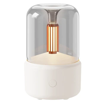 120 МЛ Лампа-Свеча, Ароматический диффузор, Увлажнитель воздуха, Электрическое Пламя для Ароматерапии, USB Декор для рабочего стола, Ночник, Белый Изображение