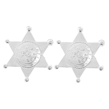 12шт пластиковых значков заместителя шерифа с шестиугольной звездой, Персонализированная брошь с именем офицера, бирки для костюма сотрудника правоохранительных органов Изображение