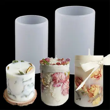 2023 Новая трехмерная цилиндрическая свеча, силиконовая форма ручной работы, набор для изготовления свечей для торта своими руками Изображение
