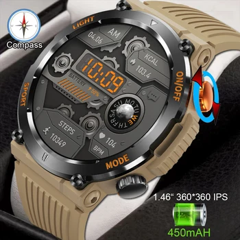 2023 Новые мужские часы-компас, уличные смарт-часы, спортивные часы для фитнеса, водонепроницаемые мужские смарт-часы IP67, Bluetooth-звонок для Huawei Изображение