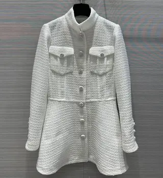 2023 новая модная длинная куртка, вязаная верхняя одежда на пуговицах для женщин Изображение
