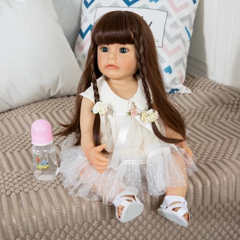 22-Дюймовая силиконовая кукла Bebe Reborn для всего тела, реалистичная водонепроницаемая принцесса Сью-сью Девочка, Детские куклы, Игрушка в подарок Изображение