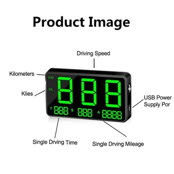 4,5-дюймовый Цифровой Автомобильный GPS HUD Спидометр с Зеленым Экраном, Дисплей Скорости C80, Дисплей Высоты, Головной Дисплей, Одометр Изображение