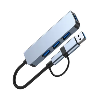 4-портовый концентратор USB 3.0 USB-концентратор Высокоскоростной разветвитель Type C 5 Гбит/с для ПК Компьютерные аксессуары Многопортовый концентратор 4 порта USB 3.0 2.0 Изображение