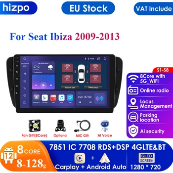 8 + 128 AI Voice 2 Din Android Авторадио для Seat Ibiza 6j 2009 - 2013 2010 Carplay 4G Автомобильный Мультимедийный GPS 2din Автомагнитола Изображение