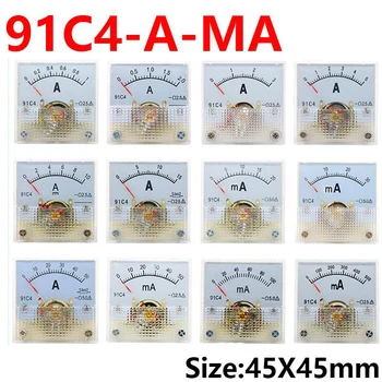 91C4-A-mA Амперметр постоянного тока с указателем 1A 2A 3A 5A 10A 15A 30A 50A 75A 100A 150A 200A 300A 400A 500A Аналоговая механическая пластина таблица Изображение