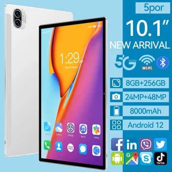 Android 12 Call Phone 8000mAh Двойная SIM-карта SD Глобальная версия НОВОГО Планшета 8G + 256GB WiFi 10,1-дюймовый ПК-планшет 5G Изображение