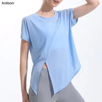 Antibom Sports, Женский быстросохнущий топ свободного кроя для фитнеса, футболка Cool Feeling, раздельная одежда для йоги. Изображение