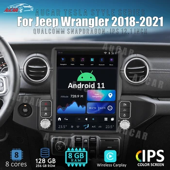 AuCar 12,1-дюймовое головное устройство с экраном Android 11 Tesla Автомагнитола Видео для Jeep Wrangler 2018-2021 GPS Навигация DVD Стереоплеер Изображение