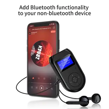 Bluetooth 5.0 Аудиоприемник Передатчик для телевизора автомобильного ПК USB-ключ ЖК-дисплей 2В1 Мини 3,5 мм разъем AUX USB Беспроводной адаптер Изображение