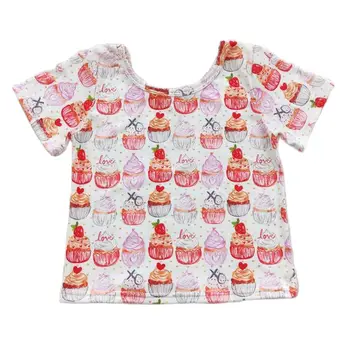 GT0204, Оптовый бутик детской одежды для девочек, торт-мороженое, белый топ с короткими рукавами, повседневный милый и удобный Изображение