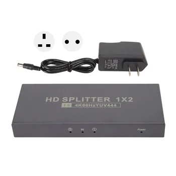 HD Video Splitter HD Multimedia Interface Splitter Поддерживает Каскадную укладку 100-240 В 1x2 HDCP2.2 для проектора для компьютера Изображение