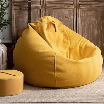 Ins Милый ленивый диван-мешок с мягким наполнением, слоеное кресло для отдыха, диван-мешок для спальни, Одноместный диван для гостиной, украшение салона Sofy Do Изображение