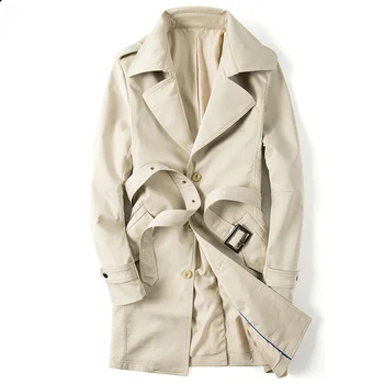KOLMAKOV/ Новинка весны, мужские тренчи с поясами, бренд 2024, мужская модная повседневная куртка Homme, приталенное мужское пальто, большие размеры M-4XL Изображение