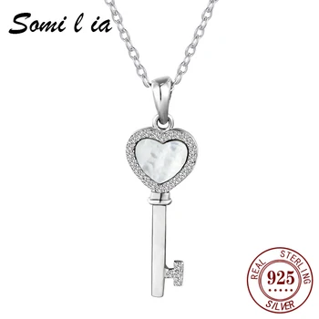 SOMILIA - ожерелье Lovely Door из стерлингового серебра 925 пробы с блестящей подвеской из ракушки и изящной витой цепочкой в виде креста. Изображение