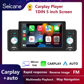 Seicane 1 Din CarPlay Android Auto Автомагнитола GPS Мультимедийный плеер Bluetooth MirrorLink FM-приемник для Volkswagen Nissan Toyota Изображение