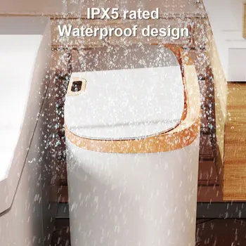 Автоматическое мусорное ведро с герметичным датчиком, большая емкость, ведро для хранения с узкими швами, Многофункциональное водонепроницаемое IPX5 для ванной комнаты Изображение