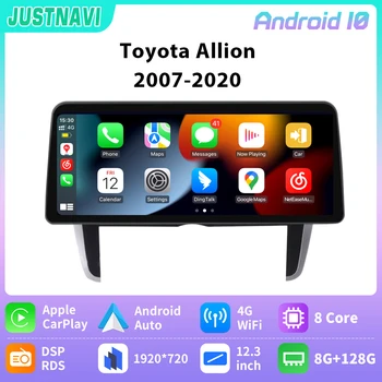 Автомобильное радио JUSTNAVI Для Toyota Allion Premio 2007-2020 Android 10 GPS Навигация 4G WIFI Carplay DSP Камера Без dvd 2 Din IPS rds Изображение