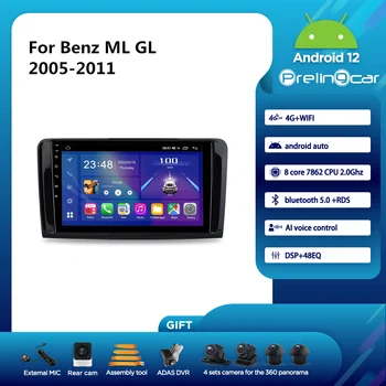Автомобильное радио Prelingcar Android 12 Для Benz ML35 300 W164 GL350 400x164 2005-2011 Мультимедийный Видеоплеер Навигация GPS Восьмиядерный Изображение