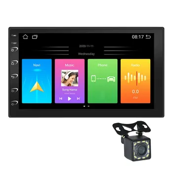 Автомобильный MP5-плеер USB FM 7-дюймовый Автомобильный Мультимедийный плеер с Bluetooth-совместимой GPS-навигацией WiFi Dash Cam Камера заднего Вида Android 12 Изображение