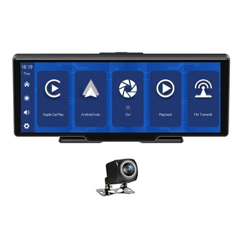 Автомобильный Видеорегистратор Carplay Android Auto Dashcam С Большим Экраном Центральной Консоли BT Dash Cam для Автомобиля GPS FM Black Box Изображение