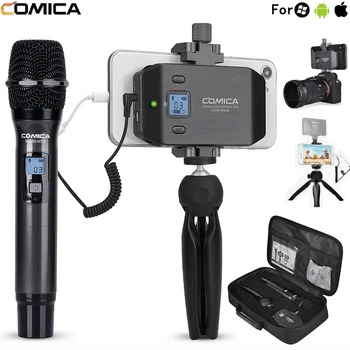 Беспроводной микрофон Comica со штативом для зеркальной камеры смартфона iPhone Android, ручной микрофон для выступления в интервью, WS50 Изображение