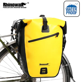 Велосипедная сумка Rhinowalk 27Л, водонепроницаемая велосипедная боковая задняя сумка для багажника, дорожная велосипедная сумка MTB для шоссейного велосипеда, багажная сумка, корзина для багажа Изображение