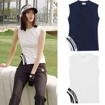 Весенне-летняя оригинальная корейская одежда для гольфа, женский вязаный жилет для спорта на открытом воздухе без рукавов, сексуальный и игривый женский жилет Изображение