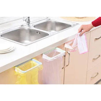 Вешалки для мешков для мусора Подвесные держатели для хранения в кухонном шкафу, подставка для крышки багажника, вешалка для полотенец для мешков для мусора Изображение