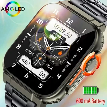 Военное ремесло AMOLED HD Экран BT Вызов Женские Мужские смарт-часы с аккумулятором 600 мАч, 100 + Спортивный Фитнес-трекер, водонепроницаемые умные часы Изображение
