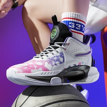 Высококачественная мужская баскетбольная обувь, женские Детские ботинки-корзины с подушками, Брендовые дизайнерские кроссовки, Мужская баскетбольная тренировочная спортивная обувь Изображение