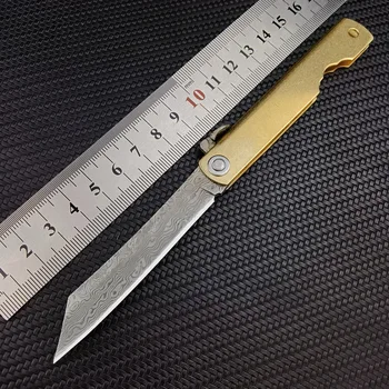 Дамасский портативный карманный нож для рыбалки, мини-карманный нож для самообороны, тактический нож Изображение