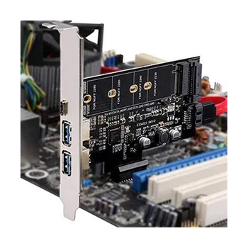 Двойной адаптер USB 3.0 и Type-C M.2 PCIe M2 SSD-накопитель SATA B Key для преобразователя Riser Card в PCI-E 3.0 для 2280 2260 2242 2230 NGFF Изображение