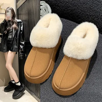Дизайнерские женские австралийские мини-ботинки в классическом стиле, зимние теплые кожаные ботинки на плоской подошве, водонепроницаемые высококачественные ботильоны Изображение