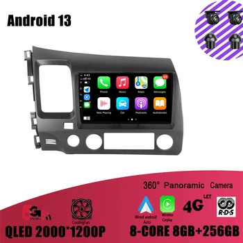 Для Honda Civic 8 2005-2012 Навигация GPS DSP Carplay WIFI No Din Android 13 Автомобильный радиоприемник Мультимедийный плеер Изображение
