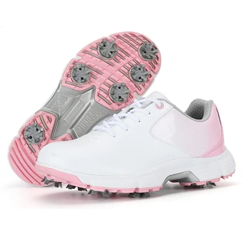 Женская обувь для гольфа с шипами, водонепроницаемые кроссовки для гольфа, 7 шипов, спортивная обувь для гольфа на открытом воздухе, женская одежда для гольфа Изображение