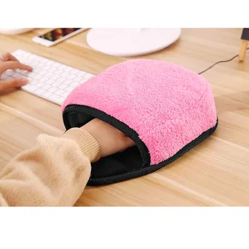 Зимняя розовая Usb-грелка для рук, теплая накладка на запястье с подогревом, поддержка клавиатуры для офиса и канцелярских принадлежностей Изображение