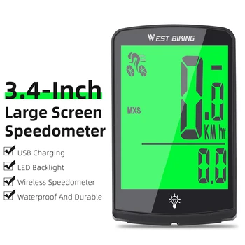Измеритель скорости велосипеда, водонепроницаемый велосипедный километрометр, многофункциональный цифровой велосипедный спидометр, полноэкранное управление мобильным телефоном с приложением Изображение