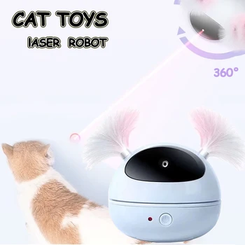 Интерактивная игрушка с автоматическим вращением кошки Электрические Светодиодные Лазерные Интерактивные игрушки-роботы с неправильным движением на 360 градусов Интеллектуальный Дразнящий Кот Изображение