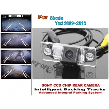 Камера Smart Tracks с чипом для Skoda Yeti 2009 ~ 2013 HD CCD Интеллектуальная динамическая трагикомедийная парковка заднего вида Резервная камера заднего вида Изображение