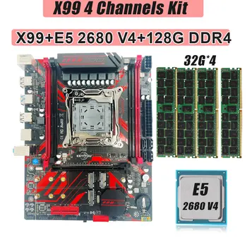 Комплект материнской платы X99 Xeon Combo LGA 2011 V3 128G DDR4 ECC REG RAM с процессором E5 2680V4 Комплект Placa Mãe Gamer X99 Lga 2011 V3 Изображение