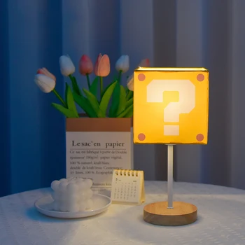 Креативная настольная лампа с блоком вопросов, светодиодный ночник для детской, перезаряжаемый через USB, теплый свет с регулируемой яркостью для спальни, гостиной Изображение