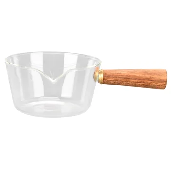 Кухонная посуда Кастрюля с V-образным носиком, молочник с деревянной ручкой для кухни, для дома, для ресторана Изображение