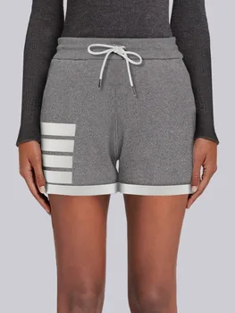 Летние хлопчатобумажные шорты TB THOM для женщин с эластичной резинкой на талии в полоску, повседневные брюки, модные спортивные шорты для девочек в стиле y2y, облегающие фигуру Изображение