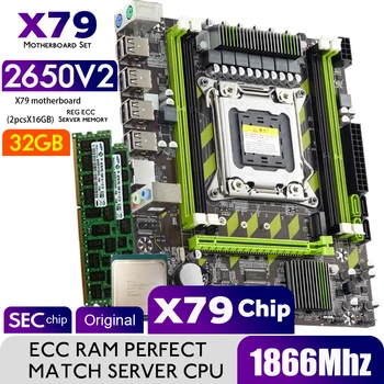 Материнская плата Atermiter X79 с процессором XEON E5 2650 V2 2 * 16 ГБ = 32 ГБ DDR3 1866 МГЦ REG ECC RAM Сервер памяти Комбинированный Комплект SATA 3.0 Изображение