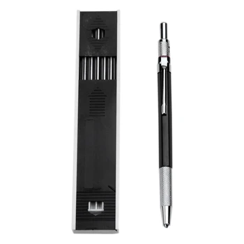 Механический карандаш 2,0 мм, грифельный карандаш для чернового рисования, Плотницкий художественный набросок с 12 шт заправкой - черный Изображение