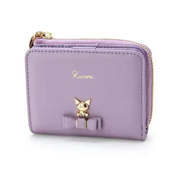 Милые короткие кошельки для женщин, дамский маленький кошелек из аниме-мультфильма Kawaii, Черный, фиолетовый, Розовый, Фиолетовый, Зажим для денег, сумка Изображение